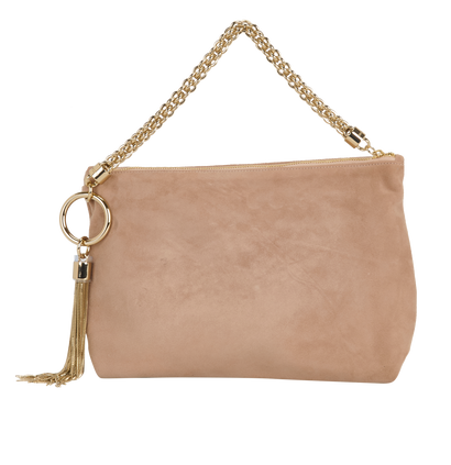 Callie clutch, &pound;250, Handbags, Beige, Suede, Front view
